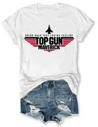 Rheaclots Top Gun Maverick Women's Retro Vintage Cotton T-shirts Ladies Graphic Tees Tops