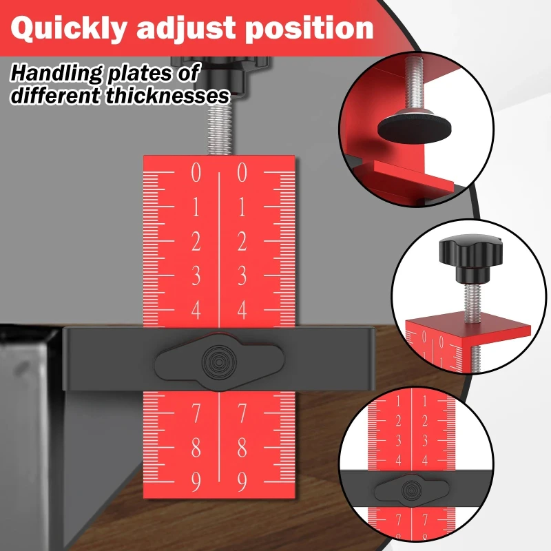 Cabinet Door Height Leveling Tool for AluminiumAlloy Precise Installation Adjustable Supports 0-90mm Height and Clamping 10-40mm