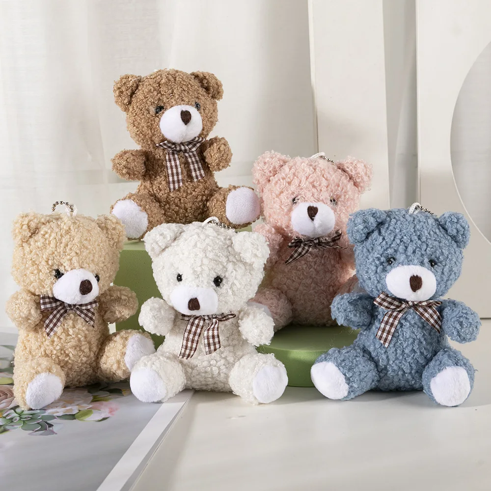 

10/30/50pcs Cute 11cm Mini Sitting Plush Teddy Bear Doll Toy Cartoon Stuffed Soft Plush Plaid Necktie Birthday Party Decor Gifts