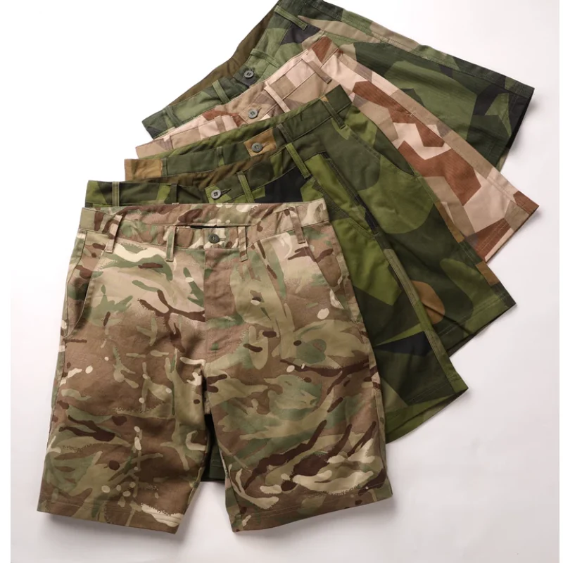 Swedish M90 Geometric Camouflage Summer British MTP Polish Desert Block Camouflage Fabric Straight Shorts