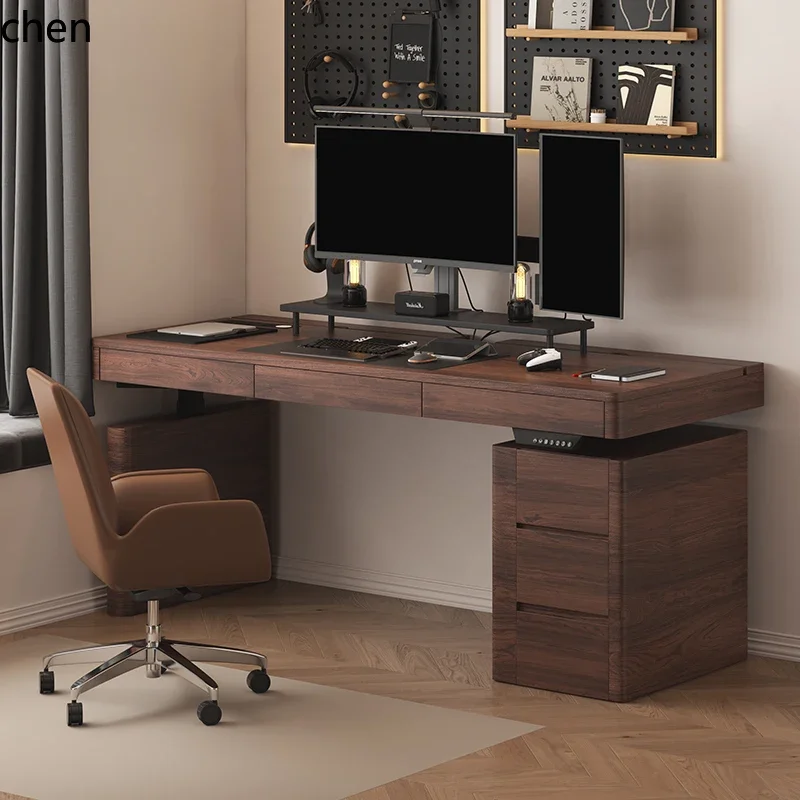 solid wood lifting table electric wireless charging cabinet modern simple study home computer table