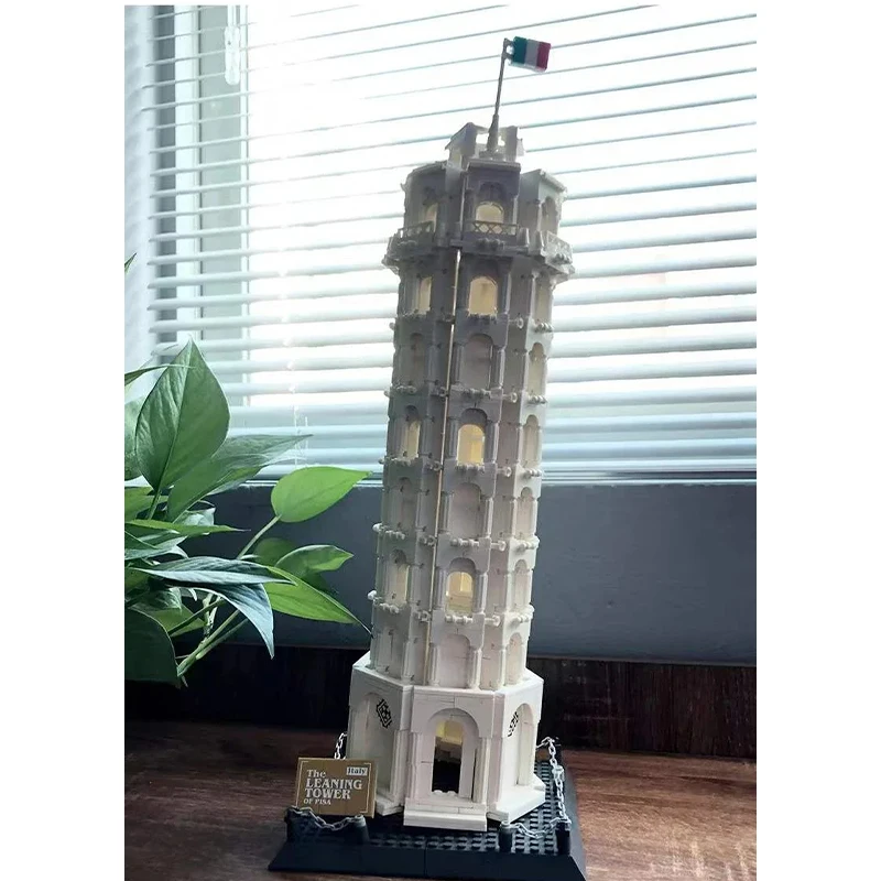 Décennie s de construction de la grande architecture de renommée mondiale pour enfants, mini briques de diamant bricolage, jouets en briques, tour de Pise, Italie, LeDIY, cadeau