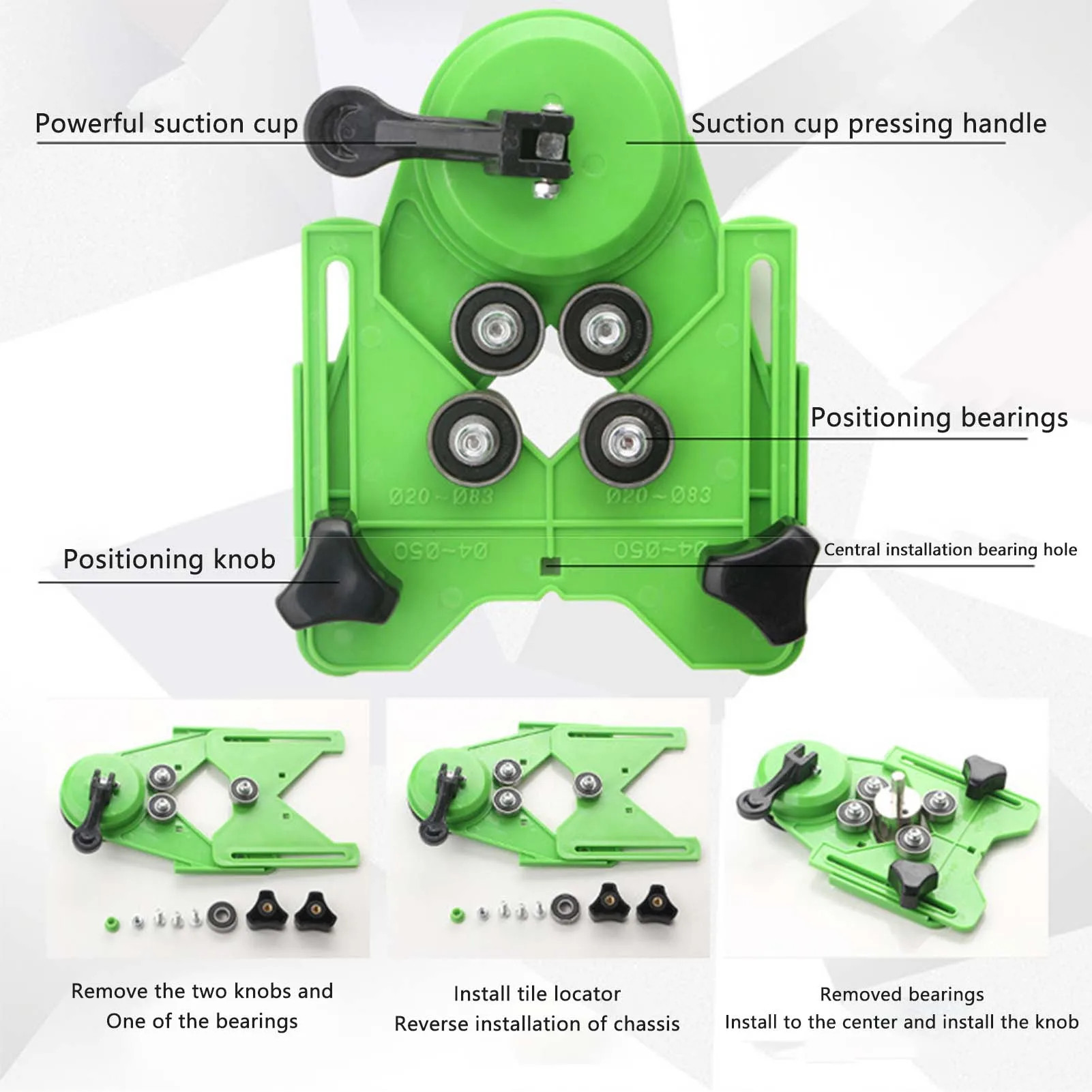 Hole Saw Suction Cup Guide Open hole locator with Single/Double Vacuum Suction Bases Glass Drilling Jig image 4