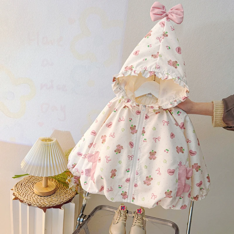 

Autumn 2025 New Cartoon Western-style Children's Cute Hooded Butterfly Festival Cotton Jacket