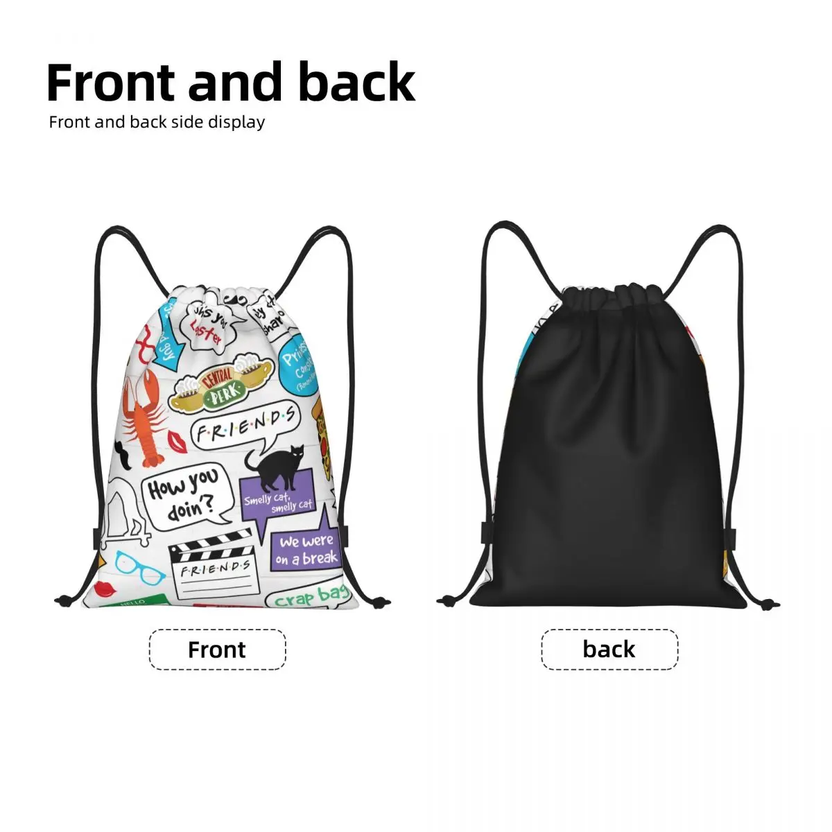 Friends Drawstring Backpack Sports Gym Bag for Men Women Classic TV Show Training Sackpack