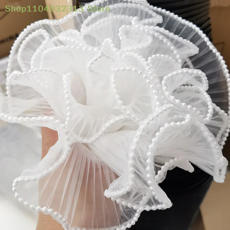 petite28X400cm Flower Wrapping Paper Pearl Packaging Material Supplies Wave Yarn Lace Mesh Florist Bouquet Party Valentine Gift