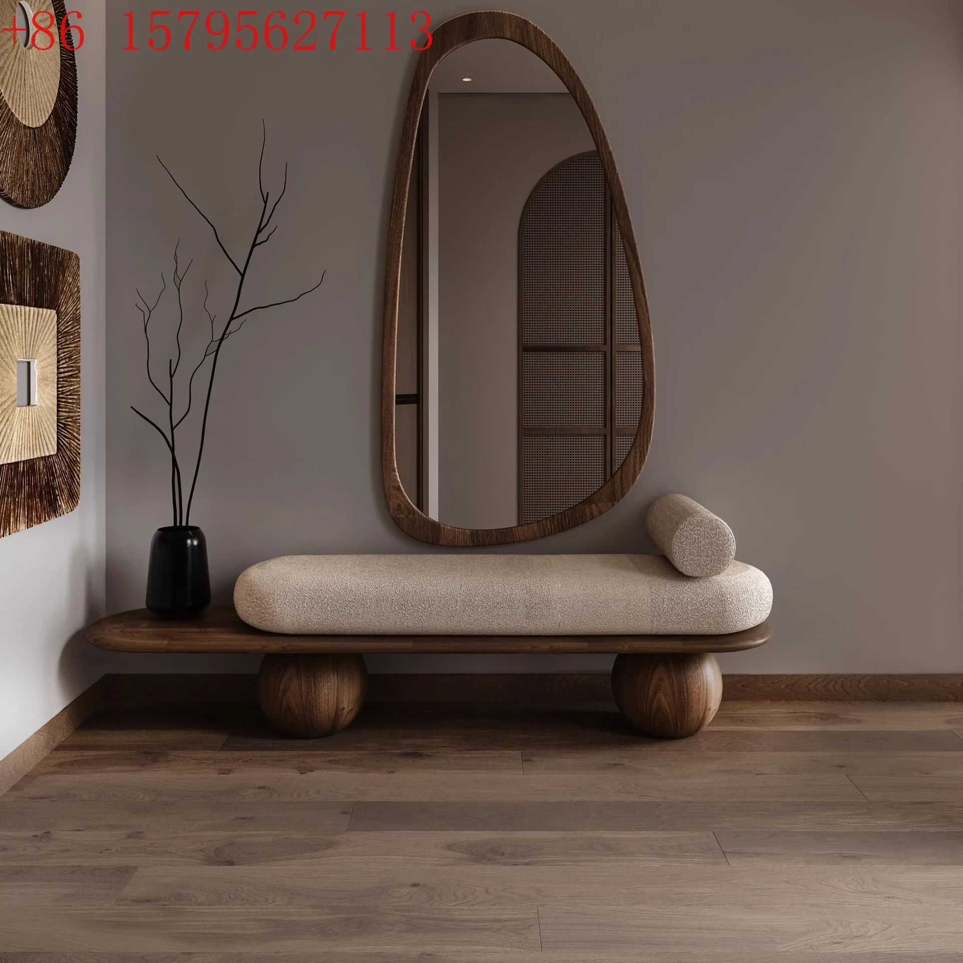 

Wabi wind sofa stool living room retro homestay shoe change stool creative bedroom bedside stool