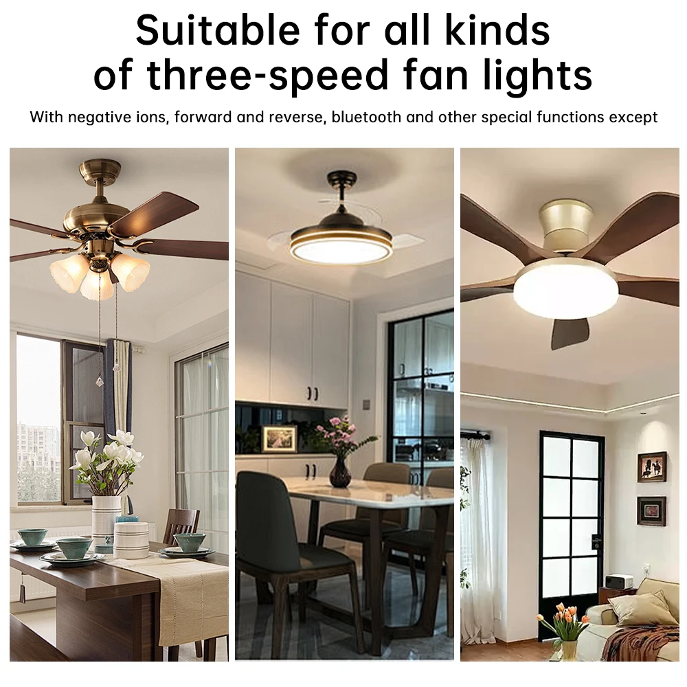 Mini Ceiling Fan Lamp Remote Control Kit AC 220-240V Timing Control Switch Adjusted Wind Speed Transmitter Receiver