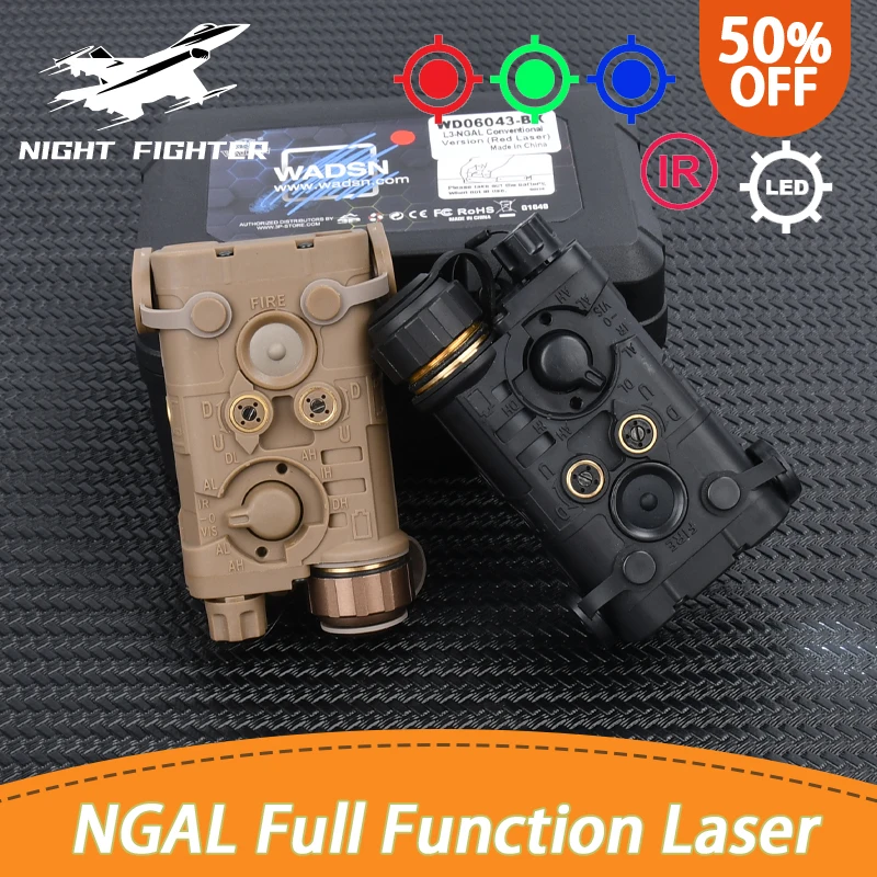 

WADSN Tactic NGAL Red Green Blue IR Laser Nylon Flashlight LED Strobe Airsoft Scout Weapon Light 20mm Rail Laser Hunting Sight