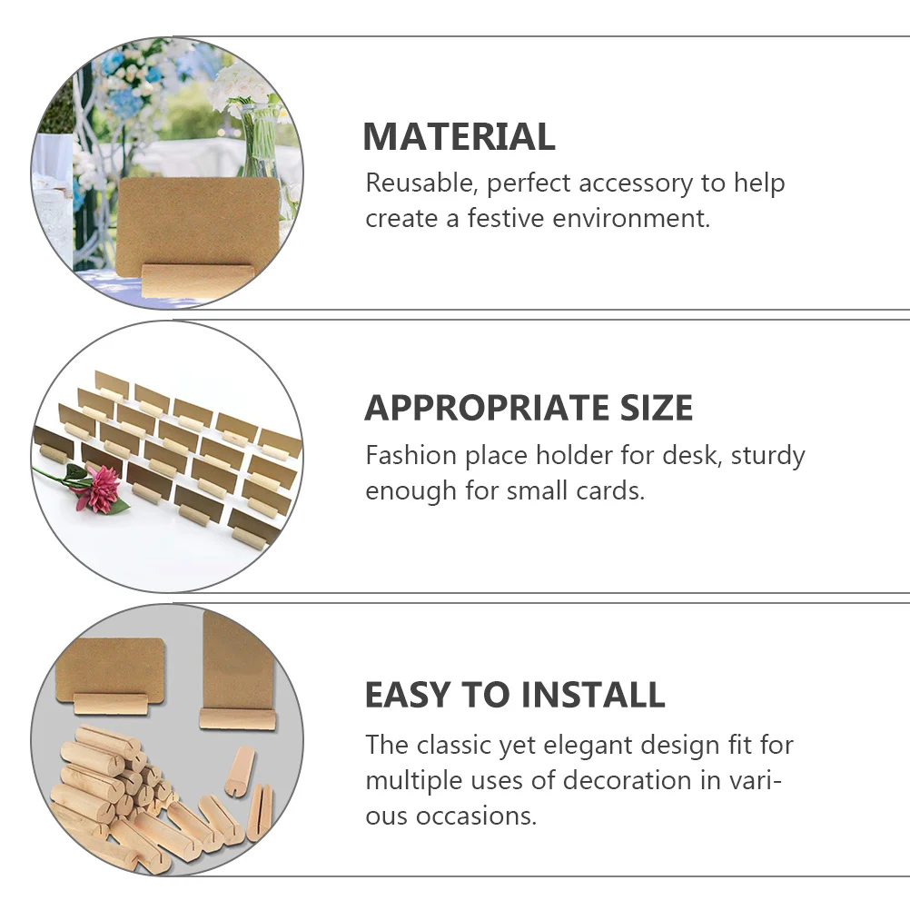 40 قطعة حامل رقم الجدول الخشبي لتزيين حفلات الزفاف ، بطاقات خشبية كليب مذكرة حامل بطاقة المقعد دعم عرض المشبك