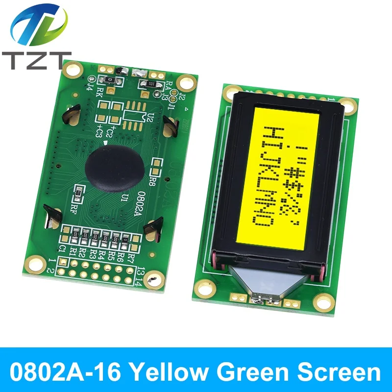 TZT 8 x 2 Modulo LCD 0802 Schermo di visualizzazione caratteri Blu/Giallo Verde per Arduino