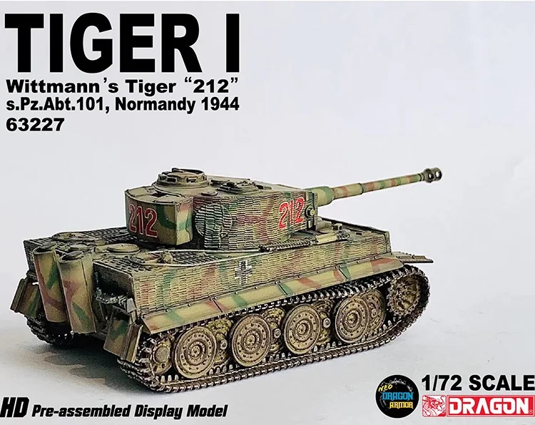 Dragon Armor Tank Model 1/72 Tiger I Wittmann\'s Tiger 212 s.Pz.Abt.101, Normandy 1944 Military Soldier Collection IN Stock