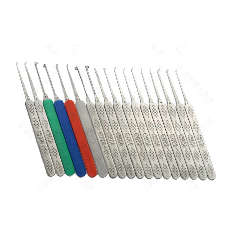 HUK جودة عالية 18 قطعة قفل اختيار مجموعة خطافات قفل مدني أداة فولاذية بالكامل لأدوات اختيار الخطاف أدوات الأقفال المحمولة #2