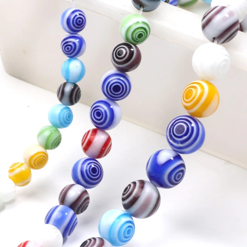 6 8 10 12mm Round Lampwork Glazed Glass Beads Loose Spacer Beads For Jewelry Making Bracelets Necklace Craft Diy Accessories