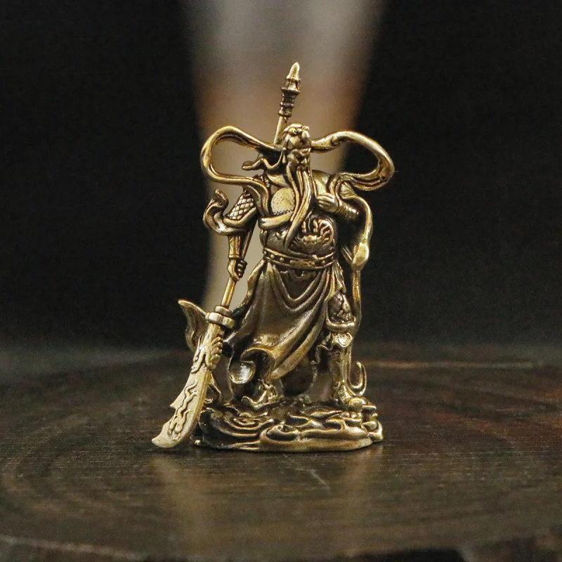 

Brass Gong Living Room Desktop Small Ornament Restaurant Guan Erye Wealth God Decoration Craft Gift Display