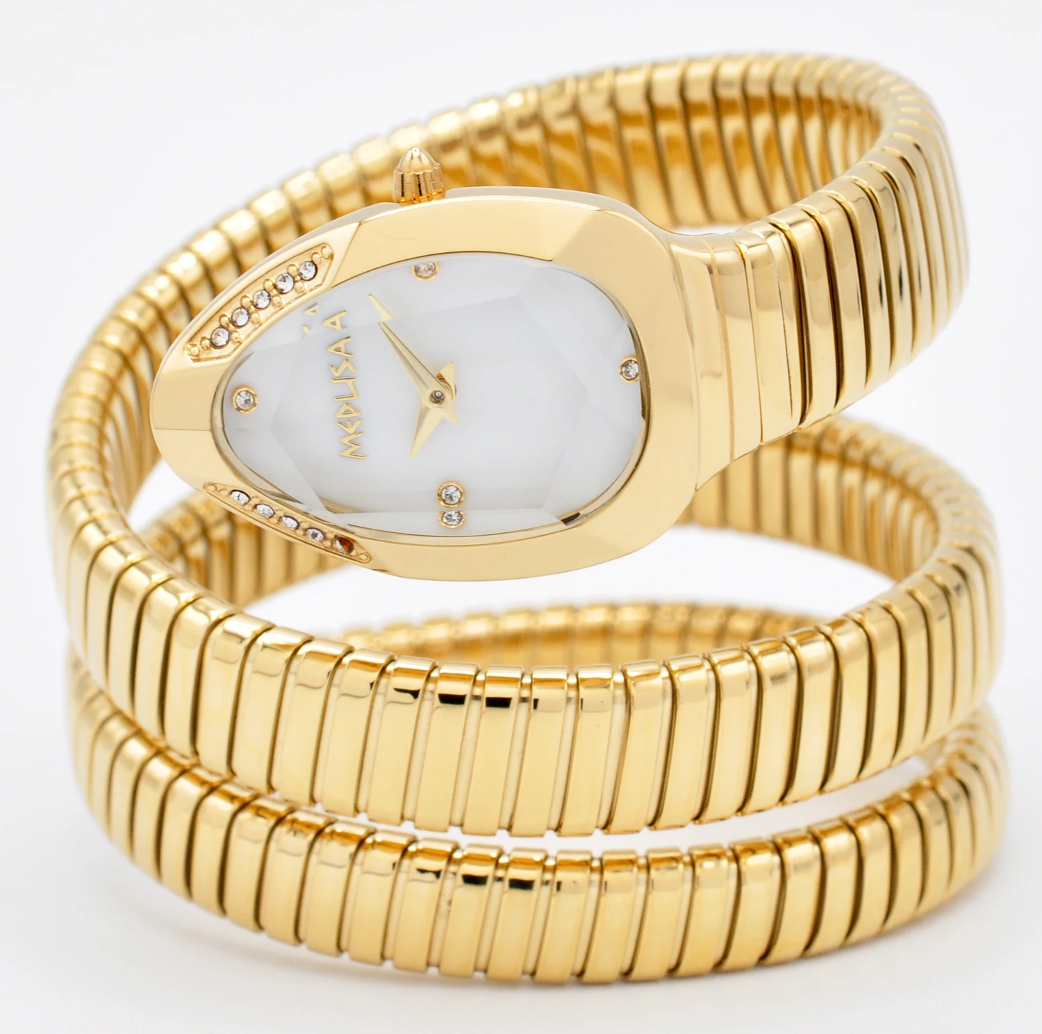 2026 High Quality Gold Diamond Set Snake Shaped Dress Watch Bangle Style Fashionable Unique Brand Same Style Women's Wristwatch Sf3bf6e3f80444ce7bea1c10054b84be2W