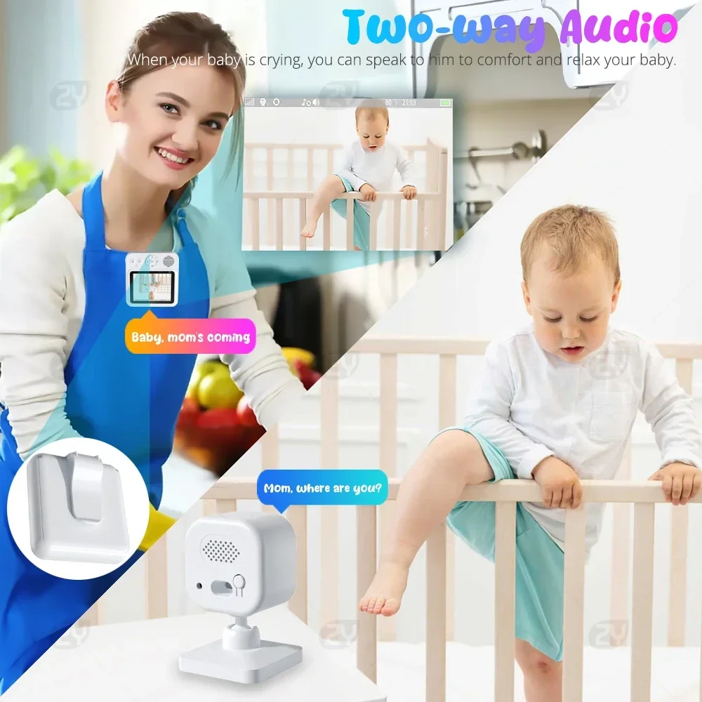 2.8 Inch IPS Screen HD Baby Monitor With Camera And Audio 2-way Talk IR Night Vision Portable Baby Phone Nanny Camera No Wi-Fi