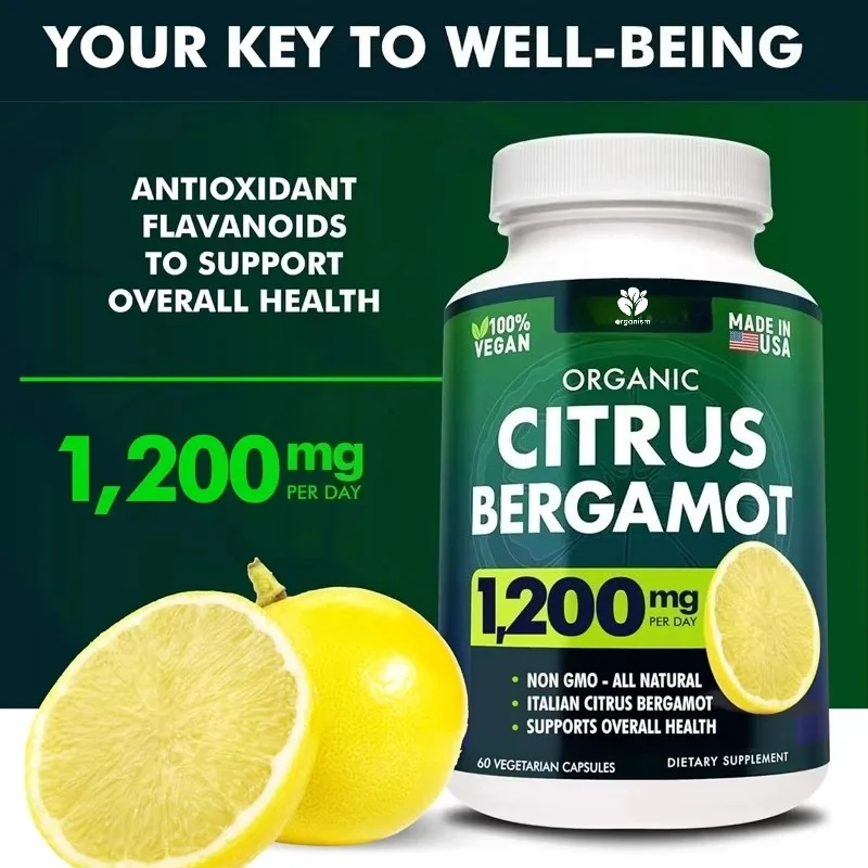 

Citrus Bergamot 1200mg 60 Capsules - Natural Supplement with Pure High Potency Bergamot Extract