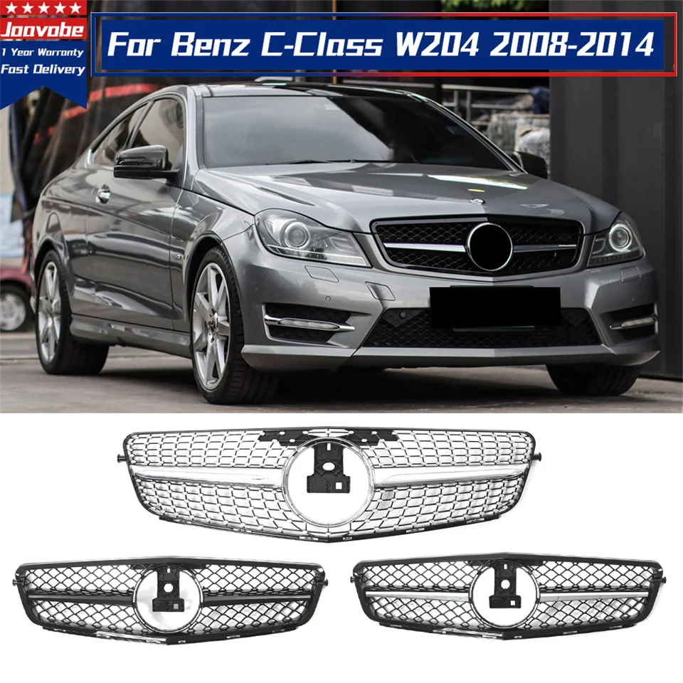 Perfect Match Front Bumper Grille Hood Grill For Mercedes Benz C-Class W204  2008-2014 C180 C200 C250 C300 Diamonds Style Grille