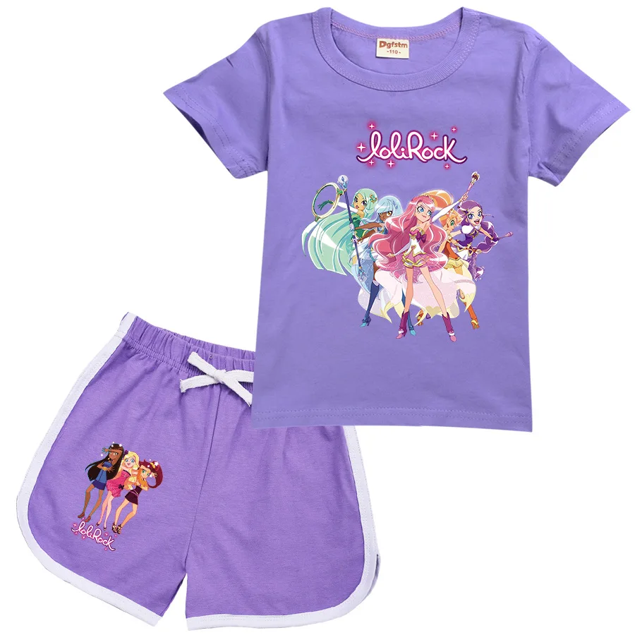 Fashion LoliRock Magical Girl Clothes Summer Clothing Kids LoliRock Sports Suit T Shirt+Pants 2pcs Baby Children Outfits Pajamas