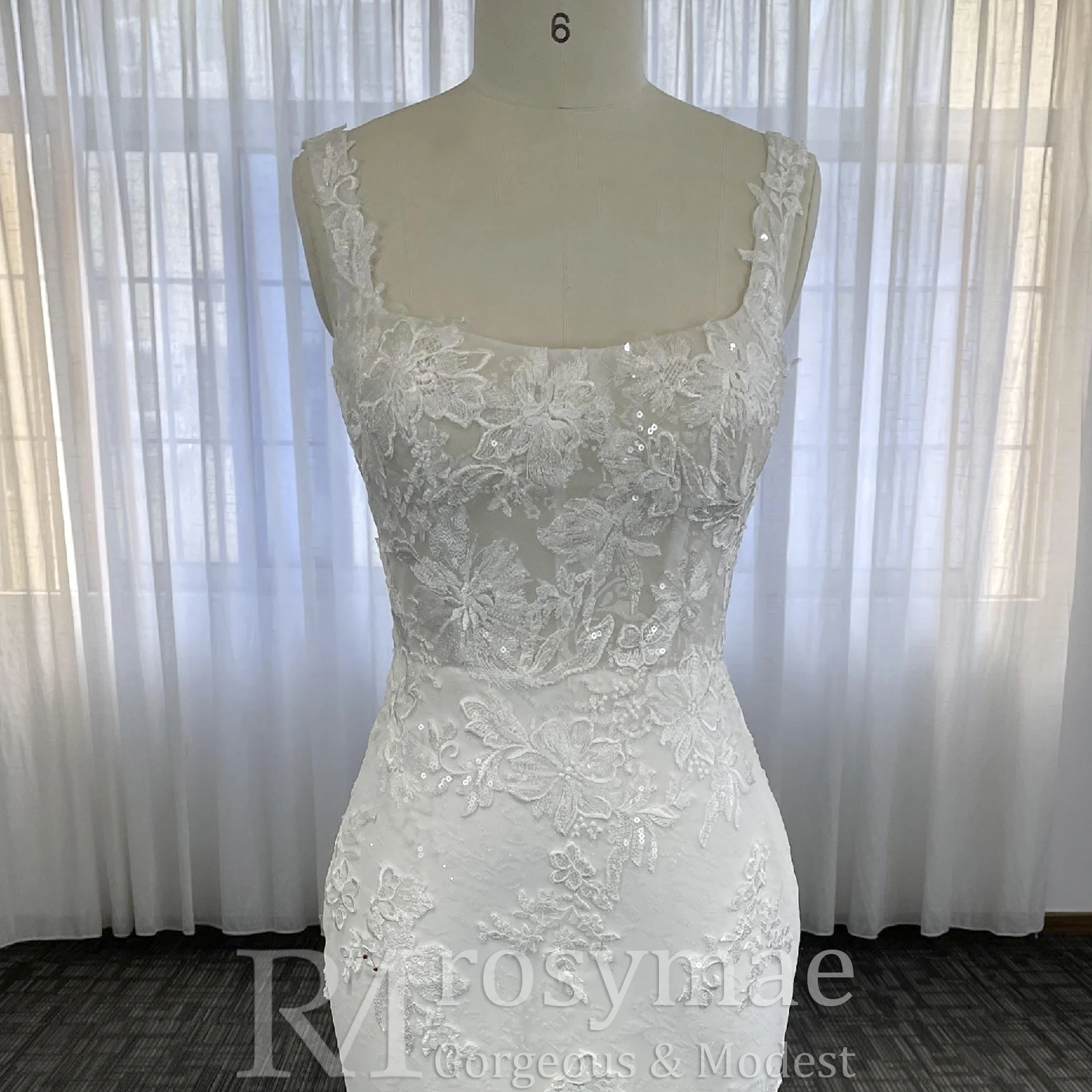 Rosymae luxe zeemeermin trouwjurk vierkante hals backless jurk voor bruiden vestidos de boda y novia
