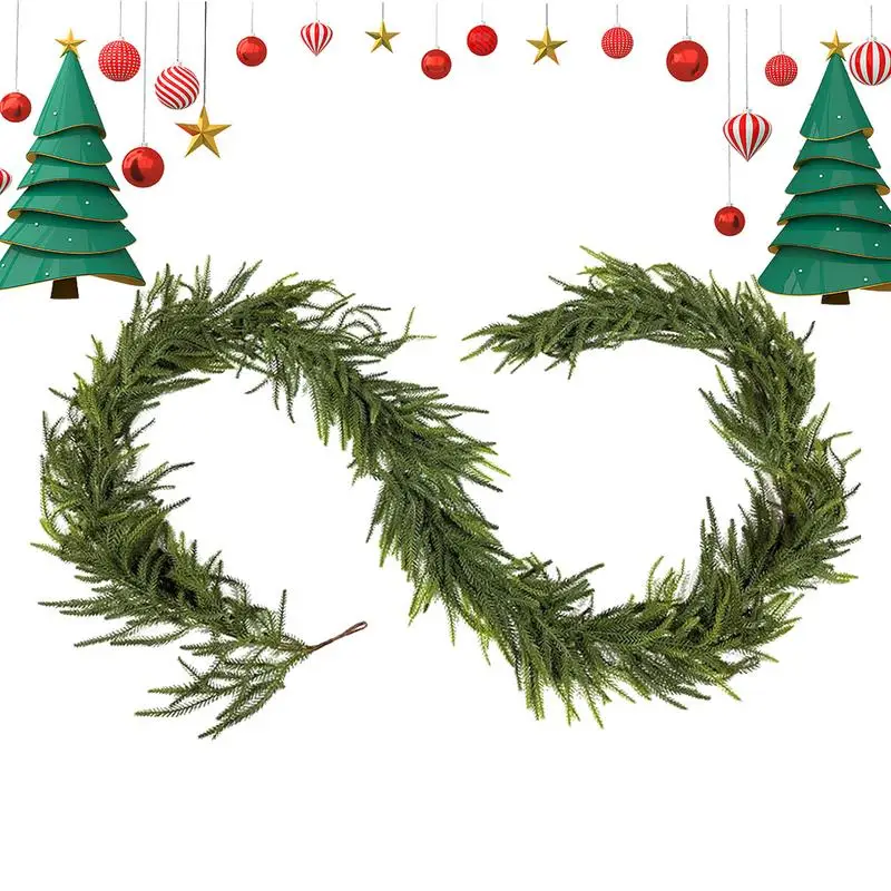 

1pcs Christmas Norfolk Pine Dense Garland Artificial Greenery Real Touch Garland For Holiday Mantle Fireplace Table Home Decor