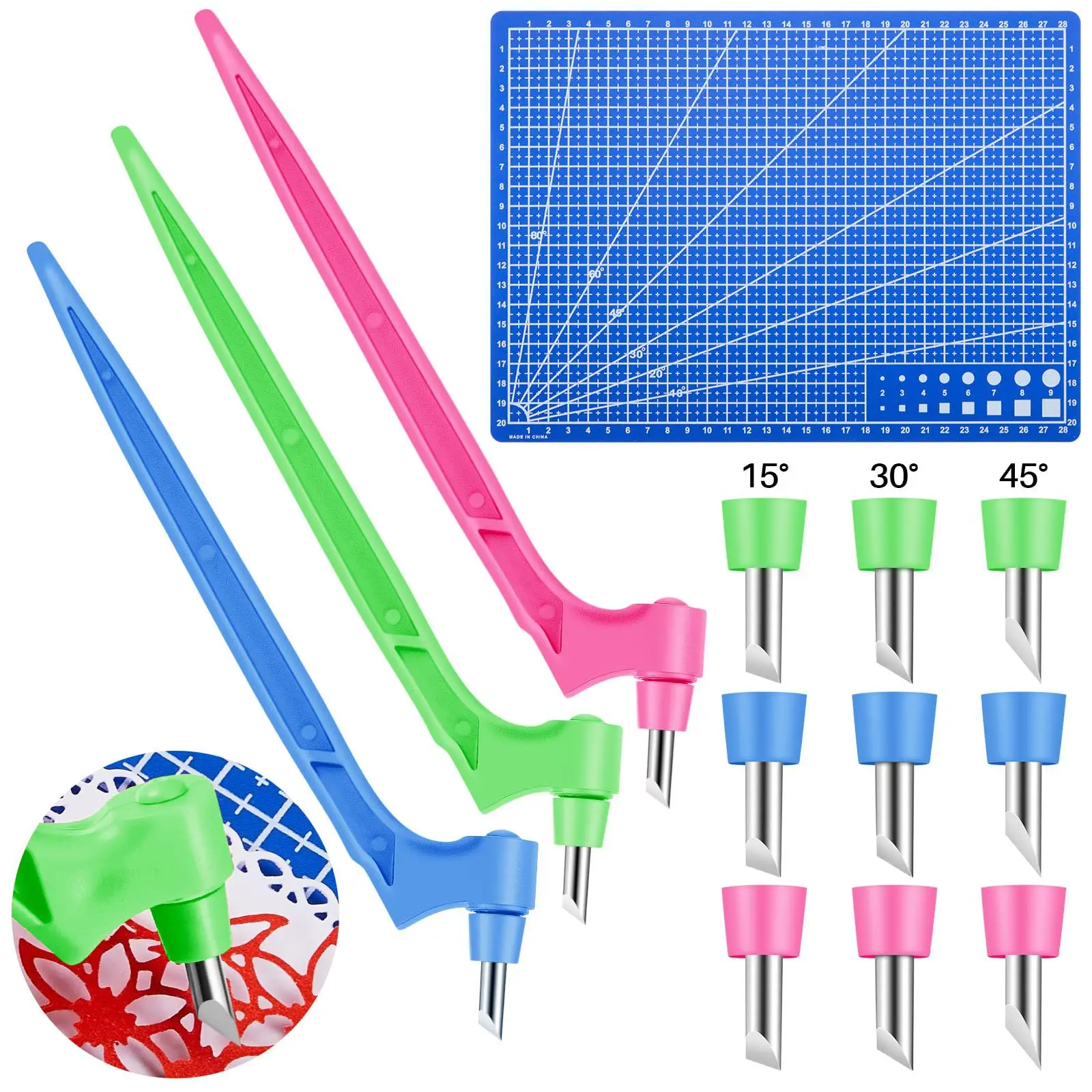 

360-degree Rotating Utility Knife Pen Paper Cutting Pen Engraving Head DIY Art Craft Cut Tools Hand-held Rotary Carving Knife