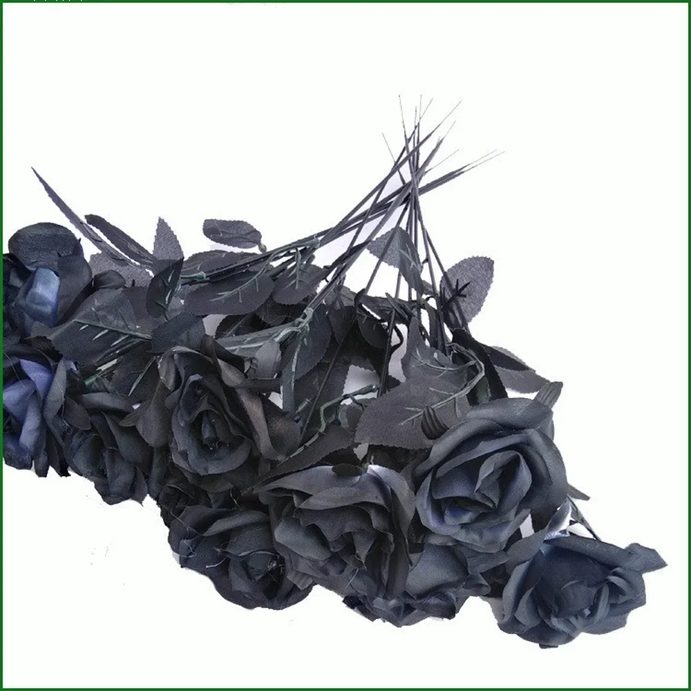 1pcs Black Rose Flower Halloween Gothic Flowers Wedding Home Party Fake Flower Home Decoration