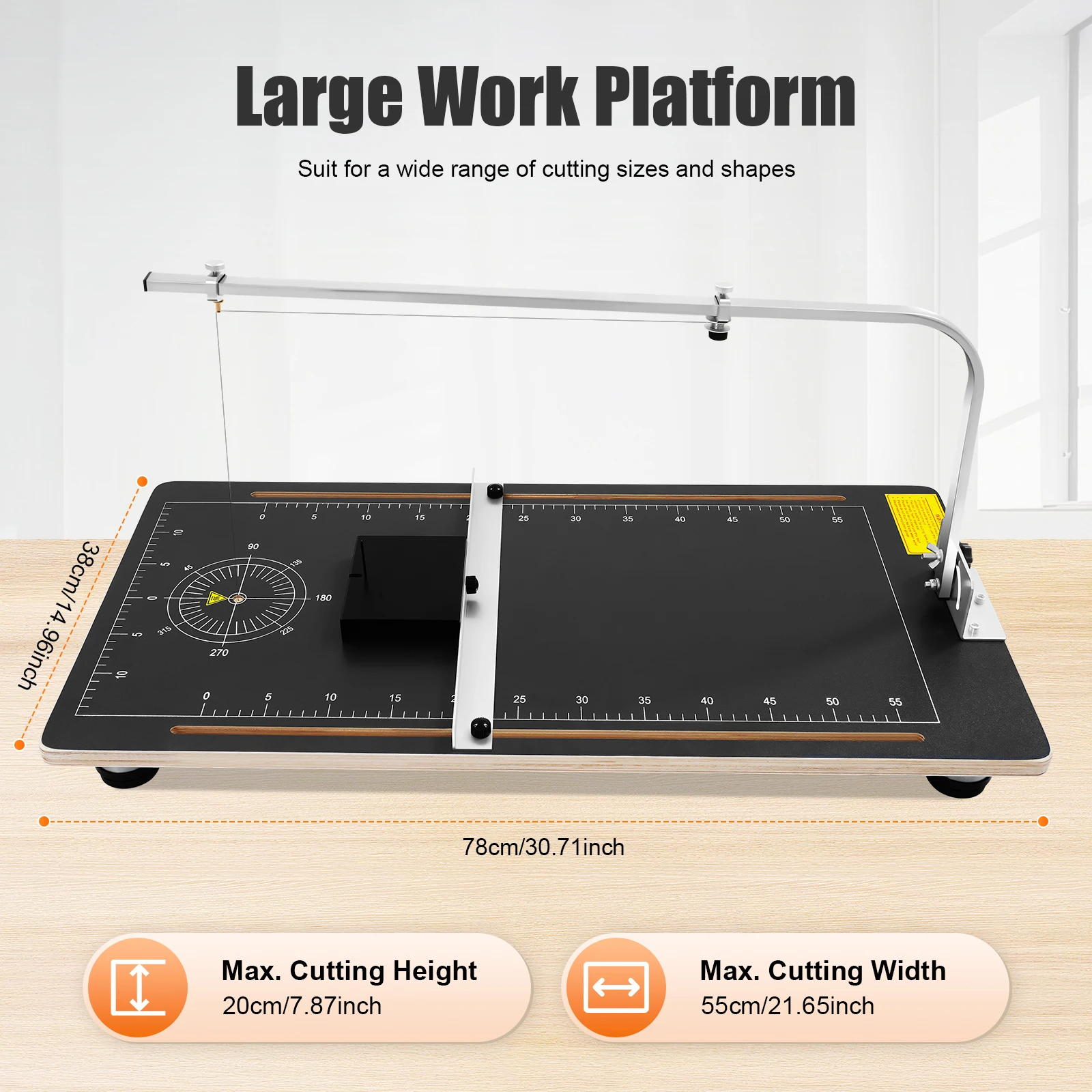طاولة قطع رغوة الأسلاك الساخنة 38 × 78 سم، آلة قطع الرغوة القابلة للتعديل، قاطع الأسلاك الساخنة 24 وات توافق واسع 50-300 ℃