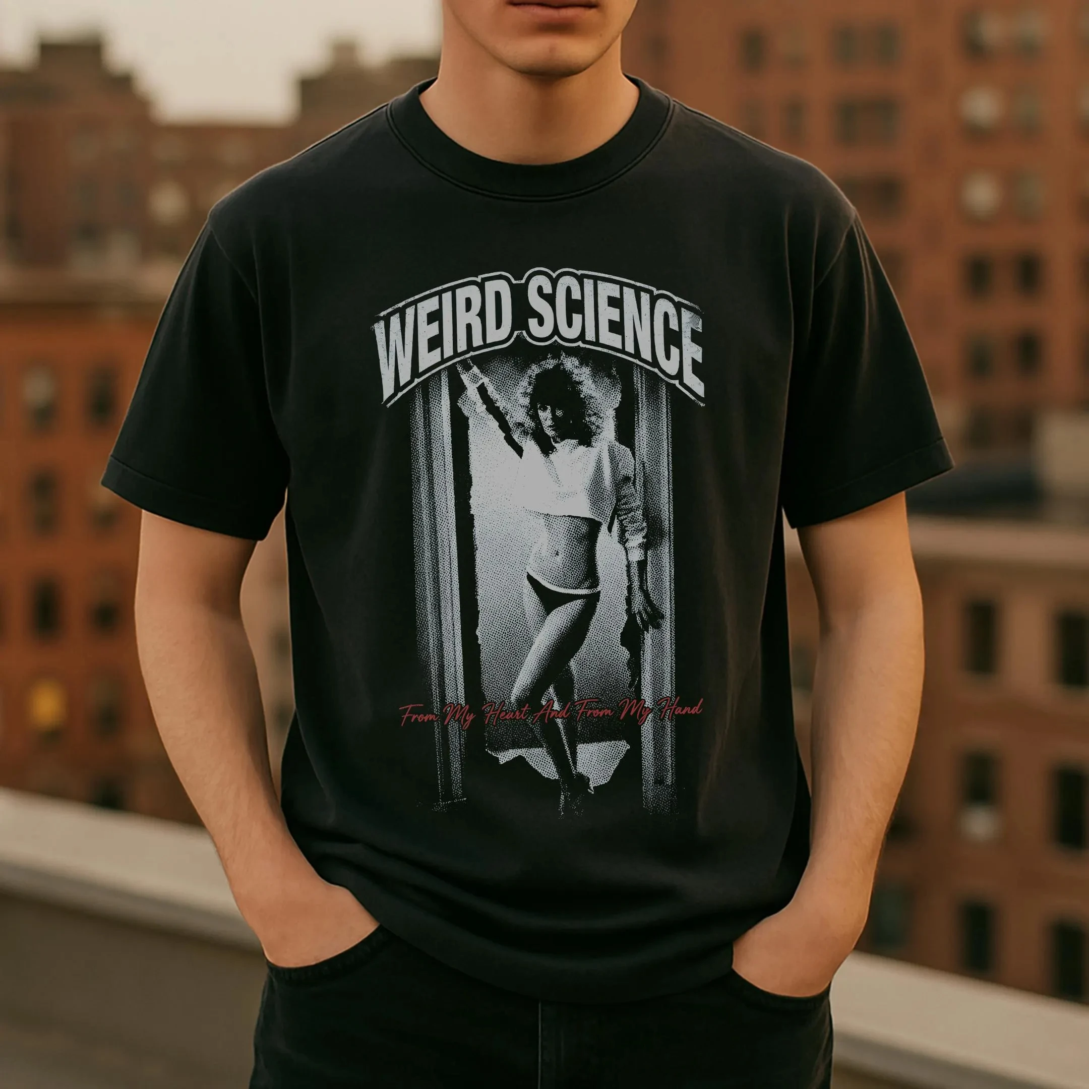 

Weird Science Shirt Vintage 80s Movie Tee John Hughes Cult Classic Summer Men's and Women's Loose and Breathable T-shirt Top