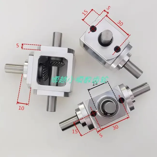 Small 1:1 T Type Cross Commutator Shaft Diameter 10mm Right Angle Drive Gearbox Bevel Gearbox Rotation