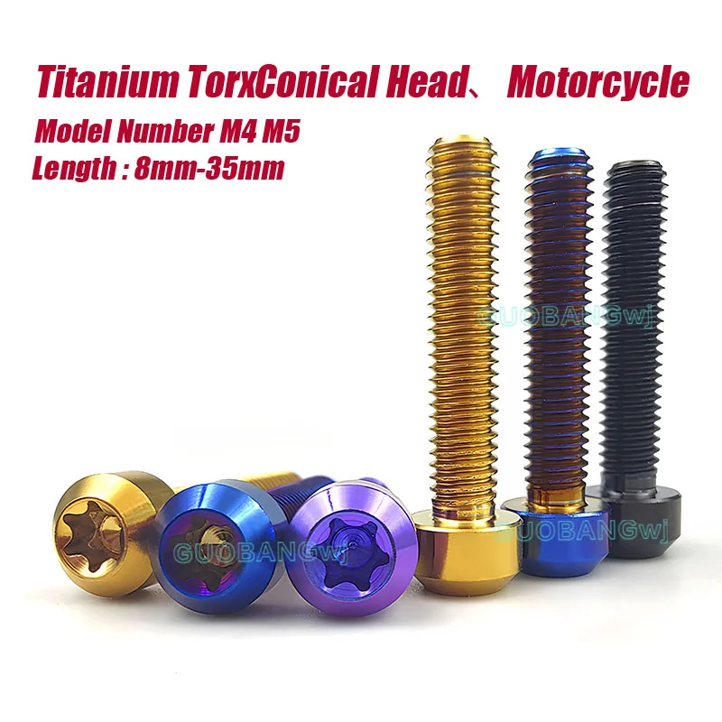 

TC4 Titanium Alloy Torx Conical Head Screws M4-M5 for Motorcycle Modification, Lightweight & High-Strength 1PCS