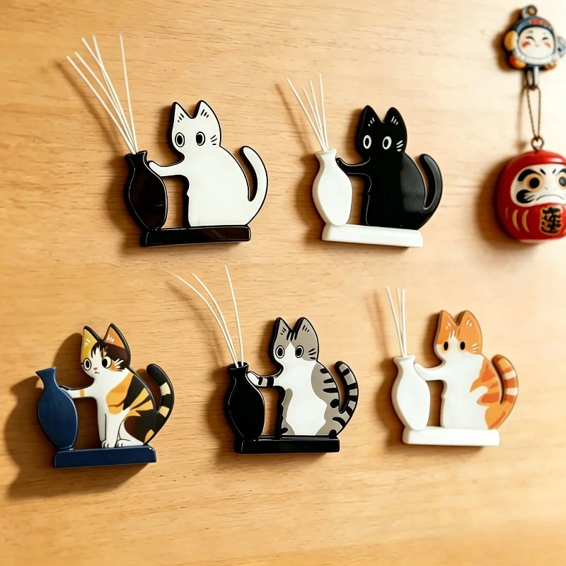 5 Colors Cat Whiskers Collection Fridge Magnets Acrylic Ornaments Cartoon Memorial Cat Hair Storage Kitchen Home Decor Gift