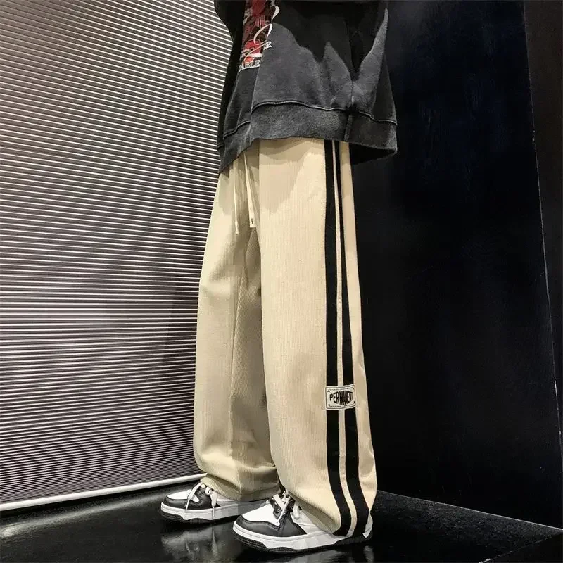 Pantalon Baggy en Velours Côtelé à Rayures Latérales pour Homme, Streetwear, Mode Coréenne, Décontracté, Hip Hop, Vintage, Cargo, At fjJoggers, 2023