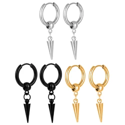 Cone Pendant Earrings Stainless Steel Ear Hoops for Men and Women