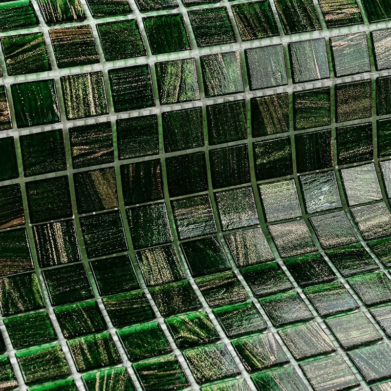 European Classical Retro Style Dark Green Glass Gold Line Mosaic Tile Bathroom Bathroom Balcony Italy