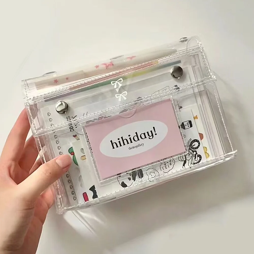 Bolsa de almacenamiento de Pvc para niñas, estuche de lápices de papelería, soporte para tarjetas fotográficas, álbum, suministros de oficina y