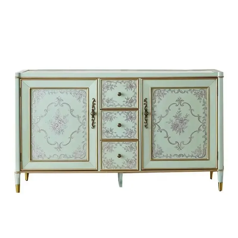 French pastoral decorative cabinet, retro two-door three-bucket locker, simple European country shoe cabinet, painted art dining
