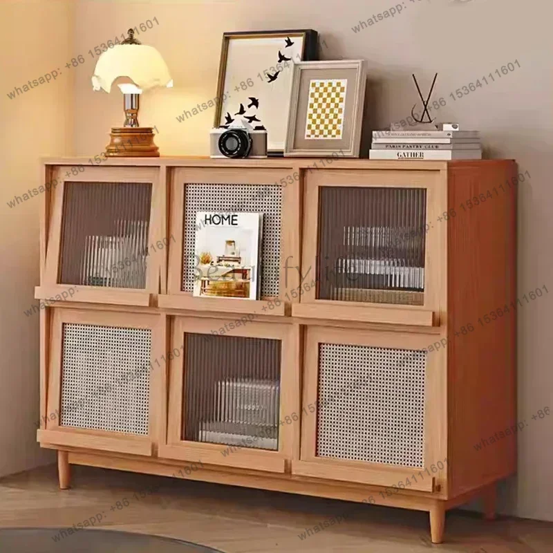 

Solid Wood Sideboard Cabinet Integrated Tea Cabinet Against The Wall Modern Simple
