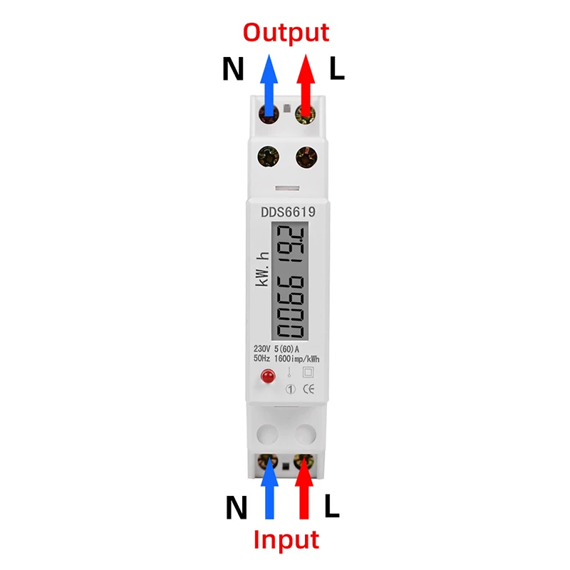 Din Rail Single Phase Electricity Meter Energy Meter KWh 230VAC 50Hz Electric Consumption Wattmeter Digital Vatmeter 30A Or 60A