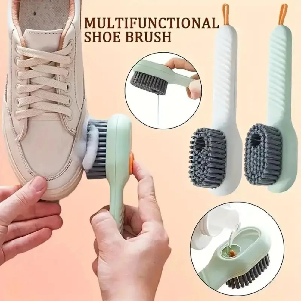 Multi-Surface Liquid Shoe Brush Soft Bristles Ergonomic Handle for Bathroom Kitchen Laundry Cleaning Non-Shedding Portable