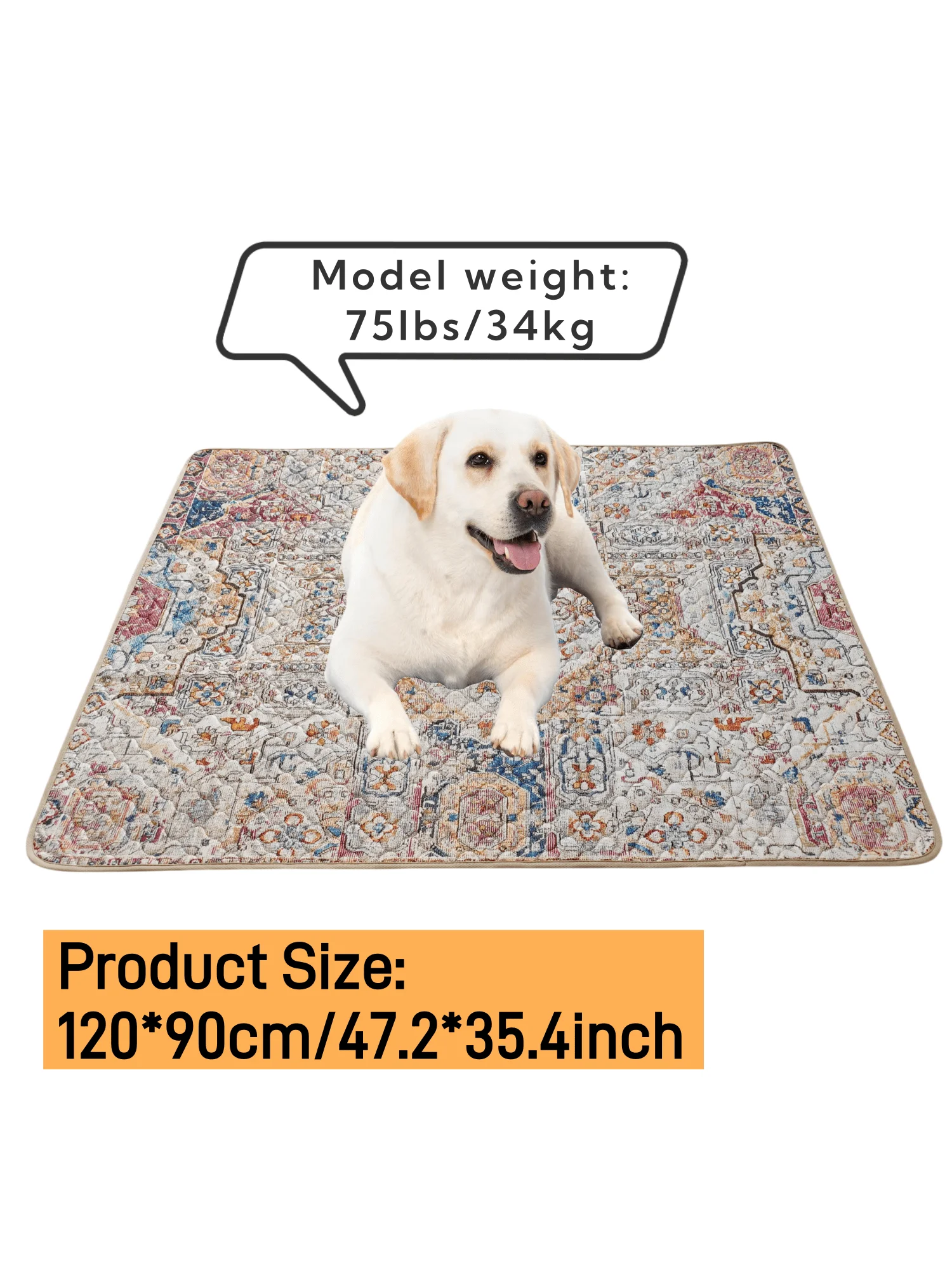 2pcs Bohemian Pee Pad for Pet Dogs Cats,46.8x35“ Reusable Puppy Pads Super Absorbent Leakproof Dog Training Pads, Non-Slip Potty