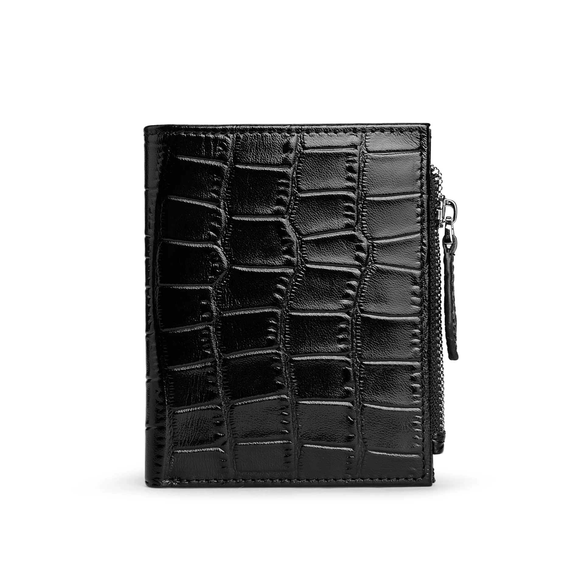 Luxury Brand Women Crocodile Head Layer Cowhide Short Small Wallet 2024 Ultra-thin Coin Wallet