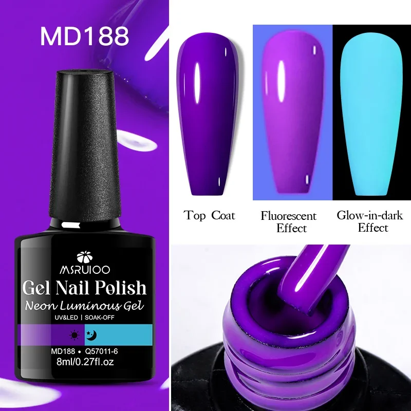 8 ml fluoreszierender, im Dunkeln leuchtender Gel-Nagellack, Neonfarbe, UV-LED-Nagelgel, Soak Off-Gel-Lack, leuchtendes Nail-Art-Gel für den Sommer