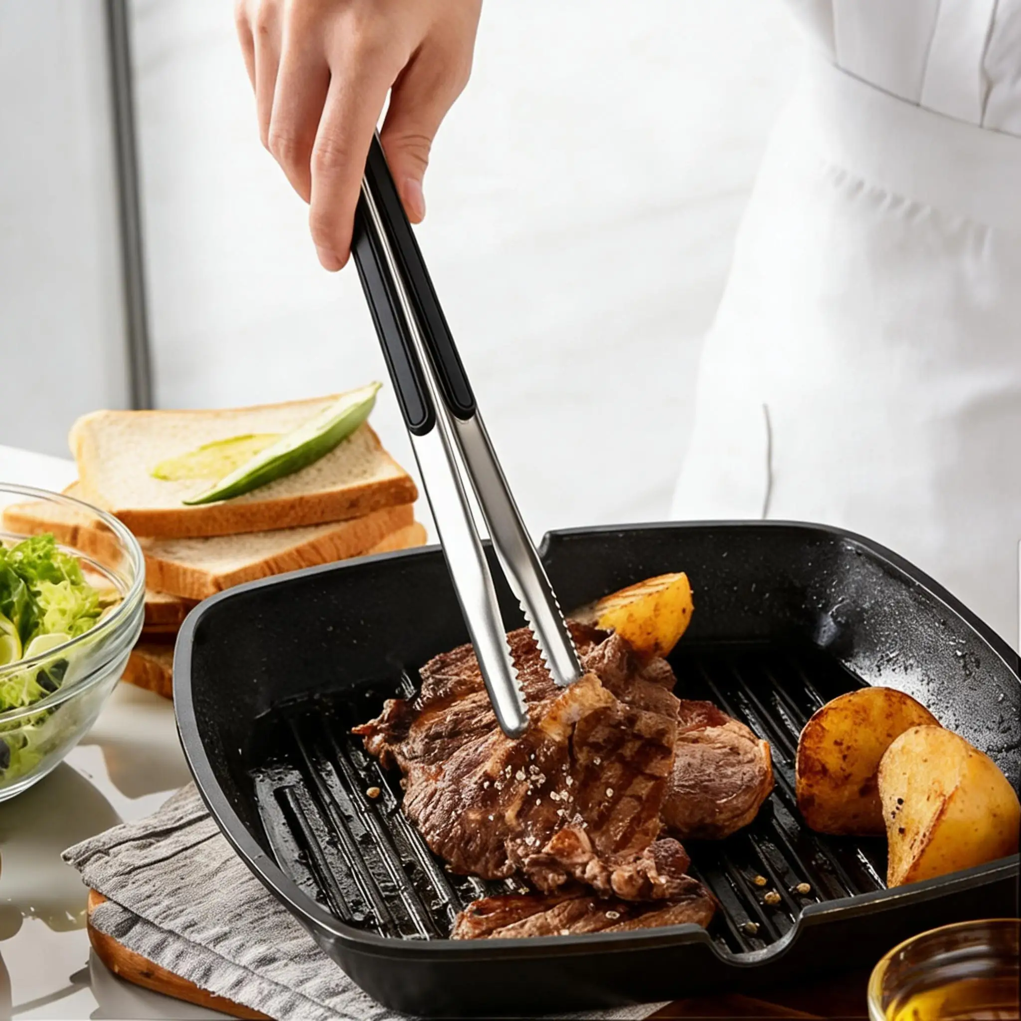 Stainless Steel BBQ Grill Tongs Food Cooking Tools Hot Pot Buffet Clip Baking Bread Steak Clip Kitchen Tools