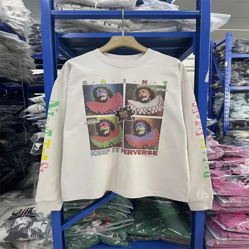 

Футболка с капюшоном и длинными рукавами Saint Michael Four Palace Grid с принтом и круглым вырезом