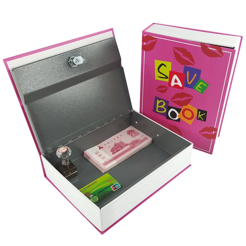 Metal  Book Cipher Box Rectangle Portable Large-capacity Artificial Book Page Code/Key Lock Storage Box