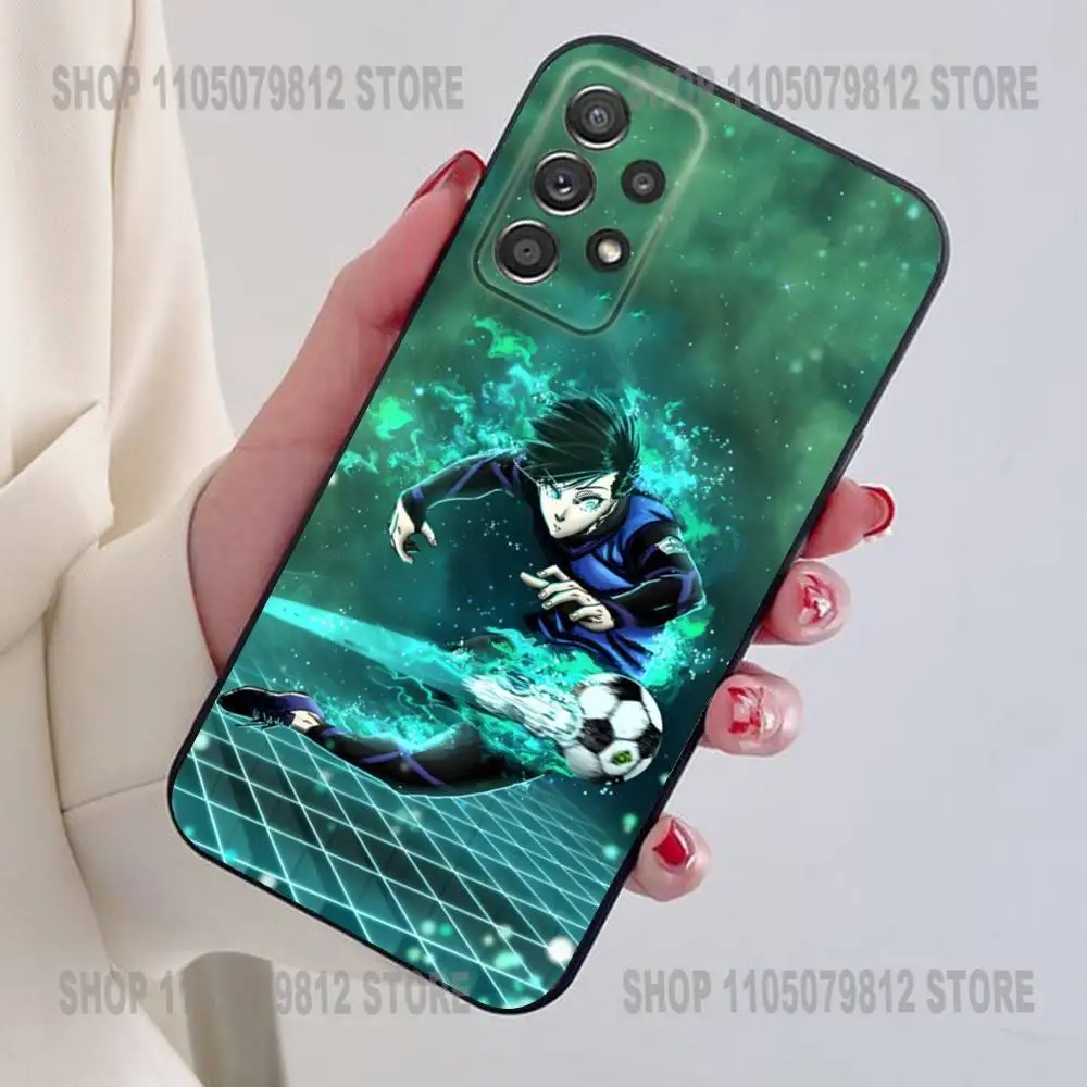 Funda de teléfono A-Anime Blue Lock para Samsung S24,21,22,23,30,Ultra,20,Plus,Note,10,9, funda de silicona suave negra