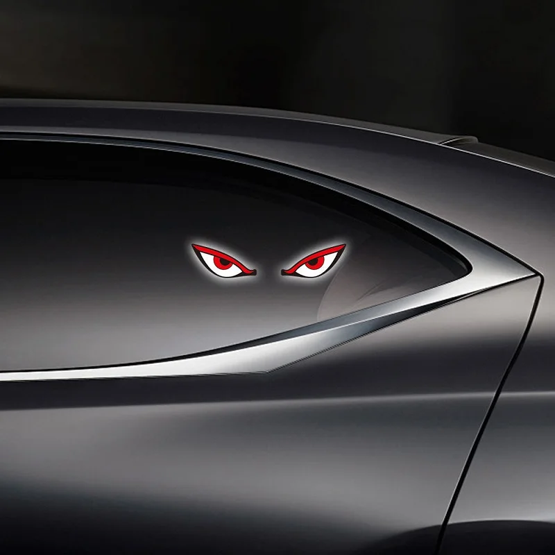 Car Solar Devil Eye Neon Light Suction Cup Rear Window Ambient Warning Lamp LED Auto Interior Decoration Night Vehicle Flashing