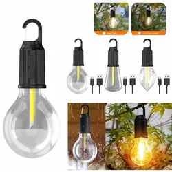 Portable Hanging Outdoor Vintage lantern Warm tent light LED lantern Bulb with Hook LED Tent Light Type-C USB Rechargeable Lamp